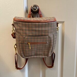 Fawn Design | The Mini | Houndstooth Diaper Bag Backpack with Gold Accents